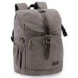 BAGSMART Fotorucksack DSLR Kamerarucksack Canvas Diebstahlsicher Wasserabweisend mit Regenschutz für 15 Zoll Laptop, Spiegelreflexkamera, Objektive, Zubehör, Stativ (Grau)