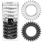 Reskthetic® - hochwertige Spiral Haargummi, schonend zum Haar, umweltfreundlich, (Telefonkabel, Zopfgummis) für Mädchen & Frauen/Damen (4,0 cm, schwarz / transparent)