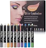 Lidschatten Palette Bunt, Lidschatten Glitzer, Lidschatten Stift, lidschatten Palette, Glitzer Wasserfest Long-Lasting Lidschatten Palette Eyeshadow Pencil Highlight Kosmetischer Makeup,10 Farb