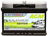 Electronicx Caravan Edition Batterie AGM 100AH 12V Wohnmobil Boot Versorgung Solarbatterie Versorgungsbatterie 100