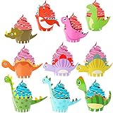 HOWAF Dinosaurier Cupcake Wrapper, 40 Stücke Dino Cupcake Wrapper, Dinosaurier Muffinförmchen Dino Kuchen Muffins Dekoration Verpackung für Kinder Geburtstag Dinosaurier Party Dek