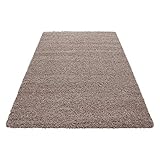 Unbekannt Shaggy Hochflor Langflor Teppich Wohnzimmer Carpet Uni Farben, Rechteck, Rund, Größe:80x150 cm, Farbe:Beig