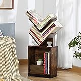 Bücherregal 2 Ebenen Baumform raumteiler Regal, bücherregal Holz für Café Home Wohnzimmer Büro, Regal Bücher dient zur Auslage von CD/Magazinen/Büchern, Braun Standregal, 30*19*67