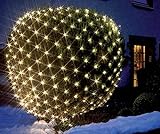 LED Lichternetz Gartenbeleuchtung 3 x 3 m 240 LED warmweiss Kabel transparent IP44 Außen …
