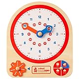 ROBUD Montessori Lernuhr Spielzeug Kinderspielzeug Holzspielzeug für Kinder Uhrzeit lesen L