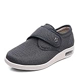 KKOO Herren-Diabetiker-Ödem-Schuhe,Bequeme Weiten-Wanderschuhe, verstellbare Klettschuhe-grau_38,Diabetikerschuhe für geschwollene Plattfüß