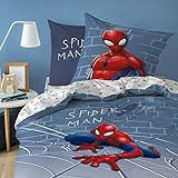 Spiderman Marvel Incredible Bettwäsche, Bettbezug, Kopfkissenbezug, Garnitur, 100% Baumwolle Renforce, grau, 135x200 + 80x80
