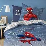 Spiderman Marvel Incredible Bettwäsche, Bettbezug, Kopfkissenbezug, Garnitur, 100% Baumwolle Renforce, grau, 135x200 + 80x80