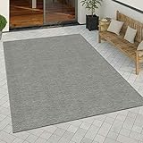 Paco Home In- & Outdoor Teppich Küchenteppich Einfarbiges Design Sisal Optik Modern Grau, Grösse:160x220