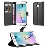 Cadorabo Hülle für Samsung Galaxy S6 Edge Plus in Phantom SCHWARZ - Handyhülle mit Magnetverschluss, Standfunktion und Kartenfach - Case Cover Schutzhülle Etui Tasche Book Klapp Sty