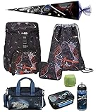 Familando Lego Schulranzen Modell Outbag Basic mit Lego Star Wars Kylo Ren Motiv 8tlg. Set Federmappe gefüllt, Turnbeutel, Brotzeit-Dose, Trink-Flasche, Schul-Tüte 85cm und Reg