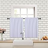 CAROMIO Kurzstores 90 cm Hoch Gardinen Modern mit Waffelmuster, Bistrogardinen Modern Kurzstore Küche Kleinfenster Gardine(Weiß, 2 Stück, Jeweils 90x75cm)