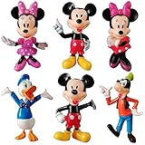 Mickey Mini Figuren Set Tortendeko für Minnie Geburtstags Party liefert Kuchenaufsätze Kinder Geburtstagstorte Dekoration Cartoons Kuchen Topper Party Dekoration 6 Stück