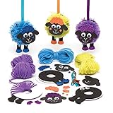 Baker Ross Bastelsets für Pompon-Anhänger „Flauschige Schäfchen“ (3 Stück) – Frühlings-Bastelidee für Kinder zum Gestalten und Verschenk