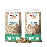 PALIGO TotalEnergies Holzpellets Premium Heizpellets Nadelholz Pellets Ökobrennstoff Energie Heizung Kessel Sackware 6mm 15kg x 2 Sack 30kg / 1 Karton TotalEnerg