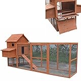 Melko Hühnerstall mit XXL Freigehege Hühnerhaus 310x150x150CM mit 2 Nestboxen Hasenstall mit Ramp