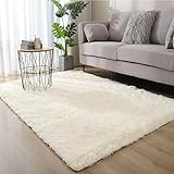 Jyswx Shaggy Teppich Wohnzimmer - Hochflor Flauschig Teppiche Waschbar - Moderne Langflor Teppich für Wohnzimmer, Schlafzimmer, Korridor, Schlafsaal, Größe:80 x 200 cm, Farbe: Weiß