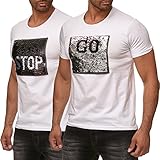 Red Bridge Herren T-Shirt Wende-Pailletten Emoji Stop & Go Shirt Weiß S