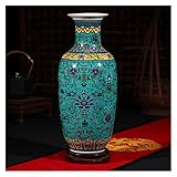 xiangfushe Blumenvase Luxus Jingdezhen Antike Langlebigkeit Porzellan Emaille Bodenvase Klassische Dekoration Große chinesische Vasen Alte Palastvasen Dekovase (Color : C)