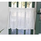 SMYORR Weiß Bistrogardine Voile Scheibengardine Landhaus Feine Textur Zarte Volantvorhänge im französischen Stil Mit Spitze Blume Stickerei / 1 PCS / W140xH220
