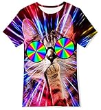 Belovecol Jungen Mädchen 3D T Shirt Weiß Wolf Sommer Kurzarm Cool Tshirts T-Shirts für Kinder 6-8 J