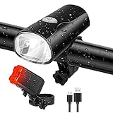 Tatopa Fahrradlicht Led Set | Fahrradlampe USB Wiederaufladbare Fahrradbeleuchtung Wasserdicht Fahrrad Licht | StVZO Zugelassen Frontlicht und Rücklicht F