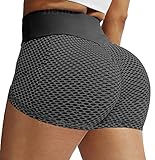 Hertiiy Booty-Shorts für Damen, Scrunch Butt Lifting Shorts Sexy Hohe Taille Yoga Shorts Sport Gym Workout Shorts - - Groß