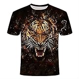 XSHUHANP Herren T-Shirts 3D Druck 3D Lion T-Shirt Männer Tier T-Shirt Fun T-Shirt Slim 3D Printed T-Shirt Sommer Top 4XL
