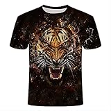 XSHUHANP Herren T-Shirts 3D Druck 3D Lion T-Shirt Männer Tier T-Shirt Fun T-Shirt Slim 3D Printed T-Shirt Sommer Top 4XL