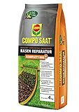 COMPO SAAT Rasen Reparatur Komplett-Mix+, Rasensaat, Keimsubstrat,Langzeit-Rasendünger und Bodenaktivator, 4 kg, 20 m²