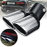 Auto Auspuff Universal Doppelendrohr Edelstahl Blende Muffler Exhaust Pipe Schalldämpferrohr Heck Endrohr Ausgang, C