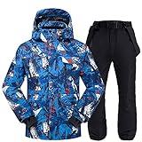 Skianzug Herren Winter Thermo Wasserdicht Winddicht Kleidung Schneehose Jacke Set Skifahren und Snowboarden Anzüge 1XL