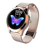 LUNIQUESHOP Round Smartwatch Damen Fitness Armbanduhr - Pulsuhr Schlafmonitor Fitness Tracker IP68 Wasserdicht Sportuhr Smart Watch Sport Schrittzähler Fitnessuhr Damen, uhr damen IOS Android - G