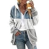 Generic Plüschjacke Damen Teddy mit Kapuze Kurz Lang Flauschig Elegant Plüschmantel Plüsch Oberbekleidung für Winter Kunstpelzjacke Wintermantel Jacke Hoodie Winterjack Fleecejack