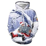 WBYFDC Hoodies Weihnachten Nettes Tier 3D Digital Print Lose Sport Sweatshirt Männer Damen Tops Paar Pullover Langarm C