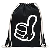 Kiwistar - Thumps up! - Daumen hoch! Turnbeutel Fun Rucksack Sport Beutel Gymsack Baumwolle mit Ziehg