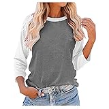 Damen-Shirt, Damen-Bluse, 3/4-Ärmel, lockerer Pullover, Top, grau, XX-Larg