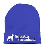 siviwonder Strickmütze - Schweizer Sennenhund grosser Hund Schweiz Greater Swiss Mountain Dog - Stickerei Hund Winter Mütze Wintermütze Beanie Mütze royal-W