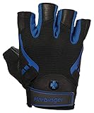 Harbinger Pro Gewichtheber-Handschuhe mit belüfteten, gepolsterten Handflächen aus Leder (Paar), Herren, Pro Non-Wristwrap Glove, blau, Small (Fits 7-7.5 Inches)