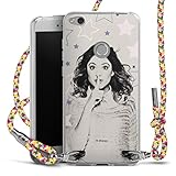 DeinDesign Carry Case kompatibel mit Huawei P8 Lite 2017 Hülle mit Band Handykette zum Umhängen bunt Violetta Disney Offizielles Lizenzproduk