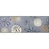 Erwin Müller Fußmatte, Schmutzfangmatte, Fußabtreter rutschhemmend, Blumenmotiv grau-braun, Größe 80x200 cm - robust, langlebig, pflegeleicht, für Fußbodenheizung geeignet (weitere Farben, Größen)