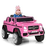 COSTWAY 12V Mercedes-Benz Maybach Kinderauto mit 2,4G-Fernbedienung, Elektroauto mit MP3, Musik, Hupe und LED-Leuchten, Jeep Auto 2,5-5,5km/hm, Kinderfahrzeug für Kinder von 3-8 Jahren (Rosa)