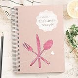 DIY Rezeptbuch zum selberschreiben: PINK / ROSA – Meine Lieblingsrezepte – Modernes DIN A5 Kochbuch zum selbstgestalten mit Inhaltsverzeichnis, Register und Schutzfolie (Made in Germany)