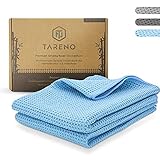 TARENO® Premium Microfaser Trockentuch - Waffeltuch [2er Set] - Saugstarkes Microfasertuch groß - Trockentücher Auto - Qualitative Autoputztücher - Geschirrtücher, Fenstertuch,