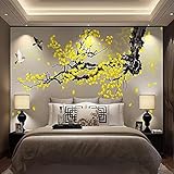 Benutzerdefinierte Wand Stoffhandbemalte Ginkgo Stift Blumen und Vögel Chinesische Wandtapete Wohnzimmer TV Home Wasserdichte Dek
