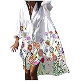 GFGHH Damen Schulterfrei Chiffon Langarm Abend Party Club Oberteil Kleider Elegant Blumendruck Maxikleid Hemdkleid Lose A Linie Lässig Tunika Bluse Schwingen Strandponcho Bikini Badeanzug Strandk