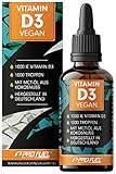 Vitamin D3 vegan - 1000 Tropfen (30ml) - 1000 IE Vitamin D3 pro Tag - optimal hochdosiert und bioverfügbar - 100% pflanzliches Vitamin D3 aus Flechten - laborgeprüft, in Deutschland p