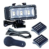 Suptig Unterwater Licht Unterwasserlampe Dimmbare wasserdichte LED-Videoleuchte 147 Fuss(45m) Kompatibel für Gopro Hero 7 Hero 6 Hero 5 Hero 4 Hero Session AKASO/Carpak/Drag