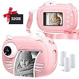 MINIBEAR Kinder-Sofortdruckkamera, Kinder-Digitalkamera mit Druckpapier, 40 MP Kinderkamera für Mädchen, Kinderspielzeugkamera mit Selfie-Videokamera mit 2,4-Zoll-Bildschirm und 32 GB TF-Karte (Rosa)