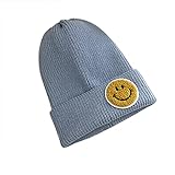 YONKOUNY Strickmütze Damen Warm Weich Wintermütze mit Lächeln Mode Beanie Mütze (Blau)
